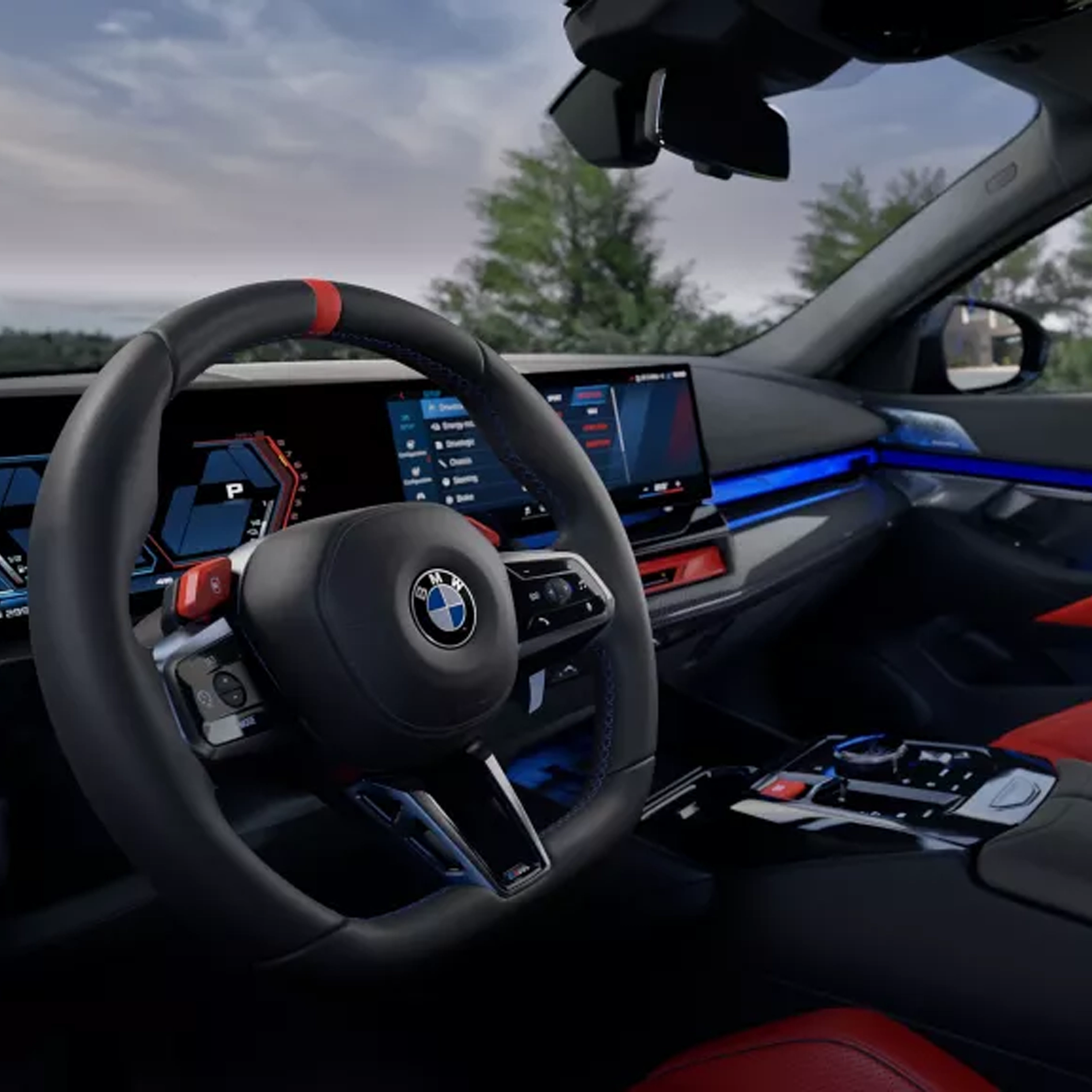 BMW M5 hybride rechargeable sur circuit, vue intérieur